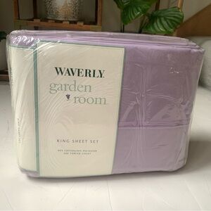 NWT Waverly Garden Room 4pc Lavender King Sheet Set Purple Fitted Flat Pillows